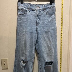 Express Denim Flare Jeans with Distressed Details